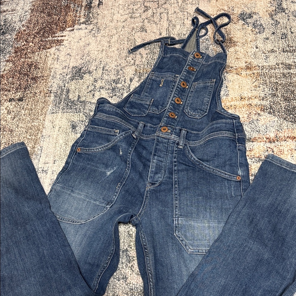 Anthropologie Pilcro The Painters model
Denim Button-Front Overalls - Blue - Picture 4 of 6